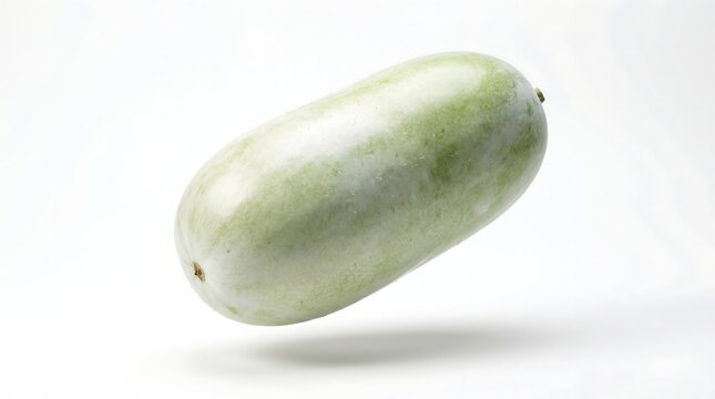 A single fresh winter melon isolated on a white background.