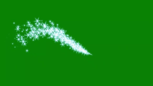 Line creating an elegant shining motion on a clean green screen background,particles, glowing doodle stars, and a magical confetti dust.blinking cartoon stars, star sparkle vector doodles,4k video