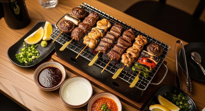 Grilled skewers food preparation