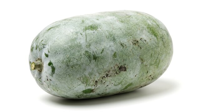 A single whole winter melon isolated on a white background.