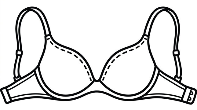 Thick outline doodle vector illustration of classic women plunge bra icon