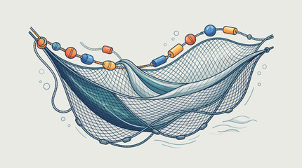Fishing Net with Floats Vector Illustration © astuti