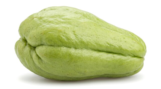 Fresh whole green chayote squash isolated on a white background.