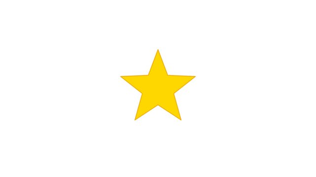 Animated yellow star morphing and scaling on white background