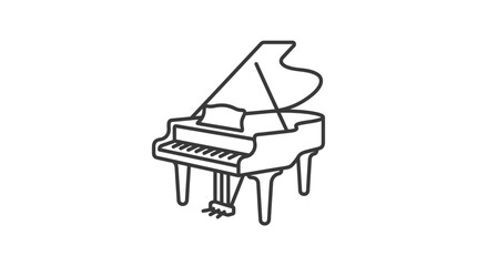 Line drawing of a grand piano on a white background with simple black lines. © Dhiyak
