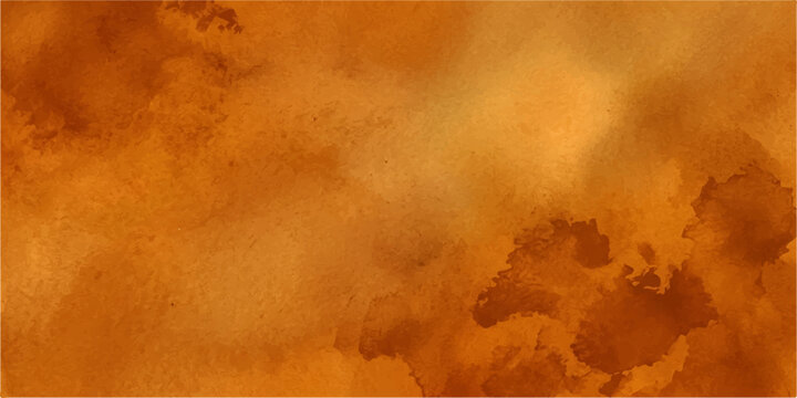 Burnt orange watercolor texture with amber and brown cloudy wash for warm autumn background and creative poster design