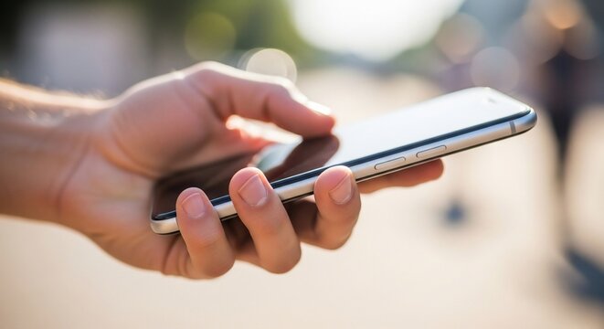 Hand holding smartphone