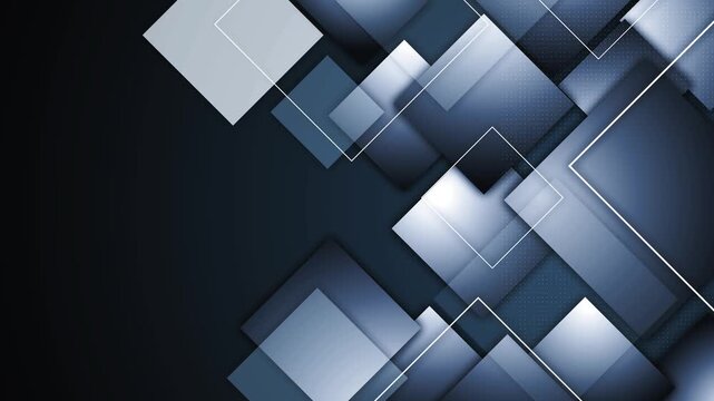 Abstract geometric background with layered squares and diagonal shapes animation