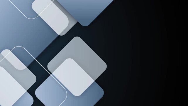 Abstract geometric background with overlapping rounded squares soft gradients and copy space for modern business animation