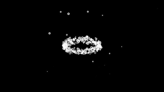 Cartoon fantasy sparkle bubble ring effect moving in circular motion on black background, colorful magical bubble particles with luminous energy flow and whimsical glowing atmosphere in ultra HD