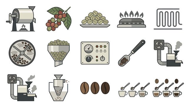 Coffee beans processing factory equipment.