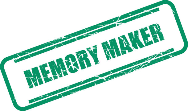 Memory maker rubber stamp vector illustration featuring vintage style green textured typography for creative design projects.