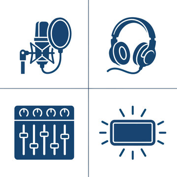 Audio equipment and accessories icons.