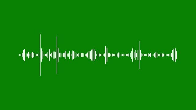 audio waveform animation on green background. audio sound waveform spectrum animation, Abstract audio wave digital frequency. Audio wave oscillation graph motion. Frequency audio waveform spectrum.