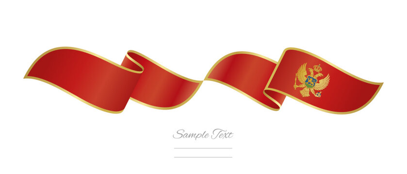 Montenegrin flag ribbon vector illustration. Waving patriotic Montenegro Flag Ribbon Banner on isolated white background
