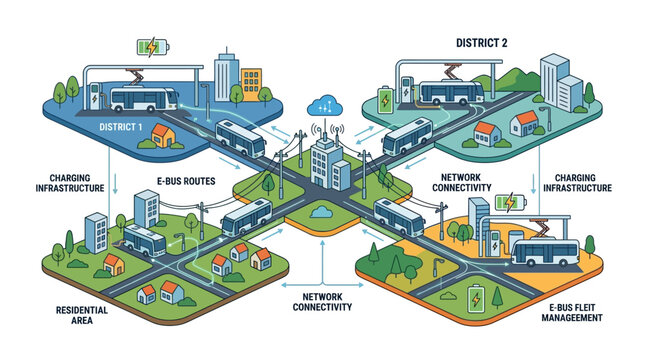 Electric Bus Network - Smart City Mobility, Charging Infrastructure & Fleet Management