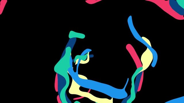 Abstract Psychedelic Liquid Shapes Morphing on Black Background