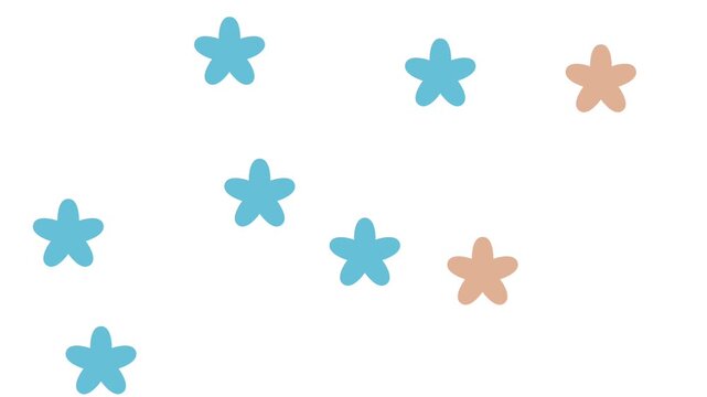 Abstract Blue Flower Shapes Floating Animation on White Background, Minimal Floral Motion Graphics Loop