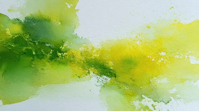 Green and yellow watercolor abstract