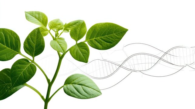 Green seedling and dna strand illustration