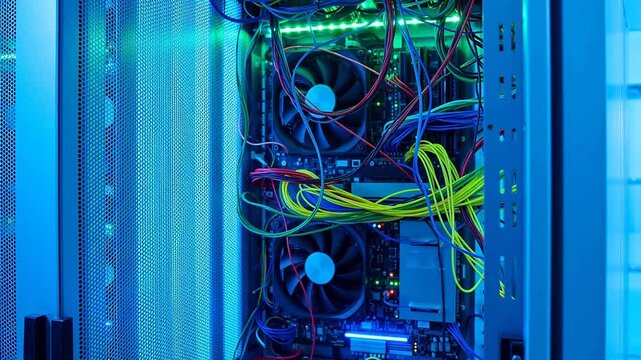 Inside view of a computer server