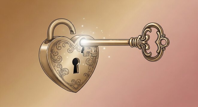 Heart shaped padlock and key