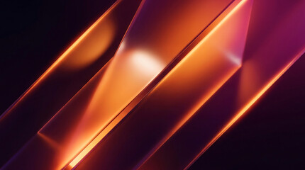 Obraz premium Abstract 3D geometric background with glowing orange lines and sharp metallic edges in a futuristic style