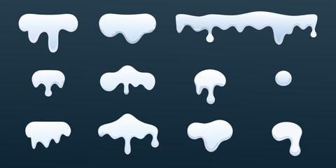 Obraz premium A collection of stylized white snowdrift and icicle shapes on a dark background