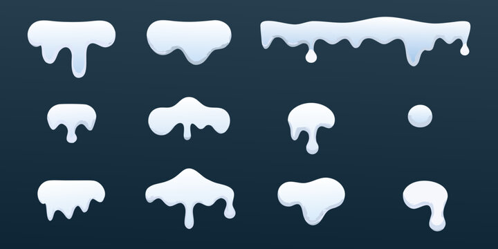 A collection of stylized white snowdrift and icicle shapes on a dark background