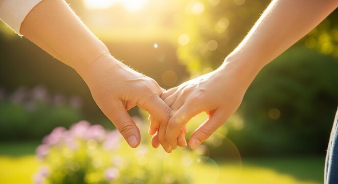 Holding hands sunlight