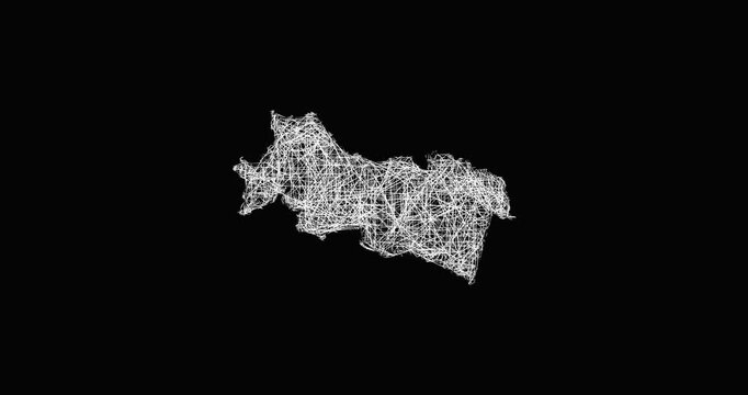 Sketch Orellana outline map animation - smooth progressive reveal