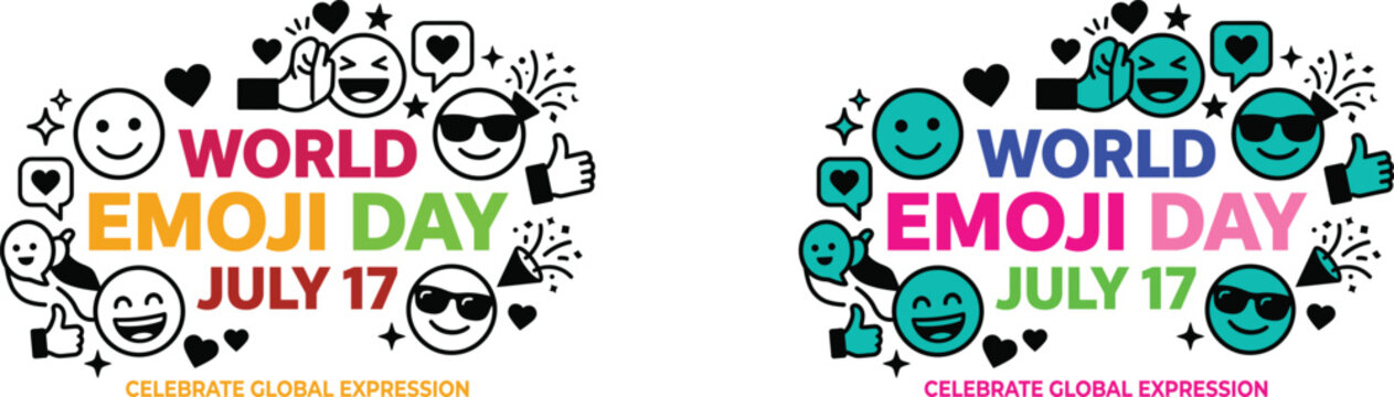 World emoji day celebrations on july 17th with colorful emojis and global expression