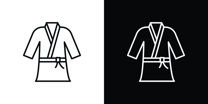 Uniform martial art icon symbol. Vector outline drawing.