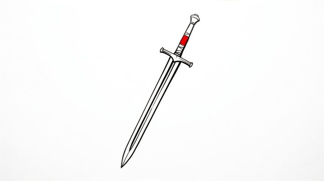 Illustration of a simple sword with a red grip