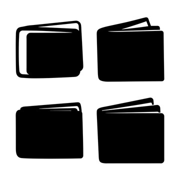 Four black folder icons arranged neatly - Minimalist vector illustration showing four black folders with tabs in a simple grid layout, ideal for document or organization themes.