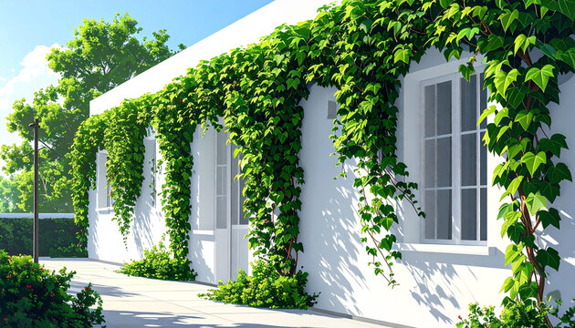 House facade with climbing plants