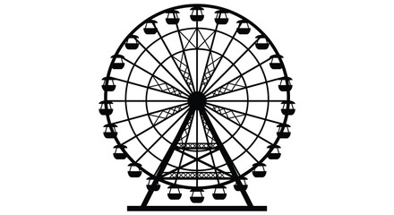Ferris Wheel Silhouette Against A White Background © Akhi