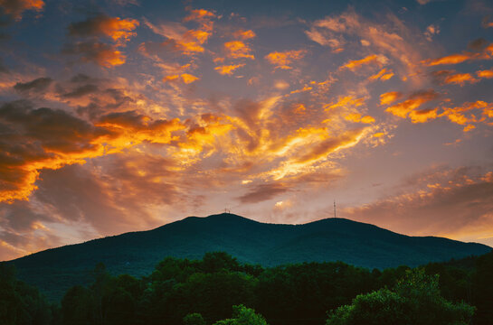 Mt Ascutney State Park at summer sunrise in Windsor, Vermont, United States