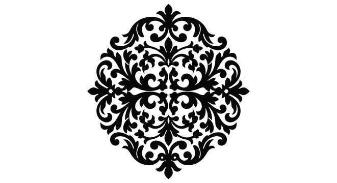 Intricate floral ornament in black silhouette against a white background
