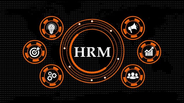 Hrm digital interface animation showing human resource management tech.