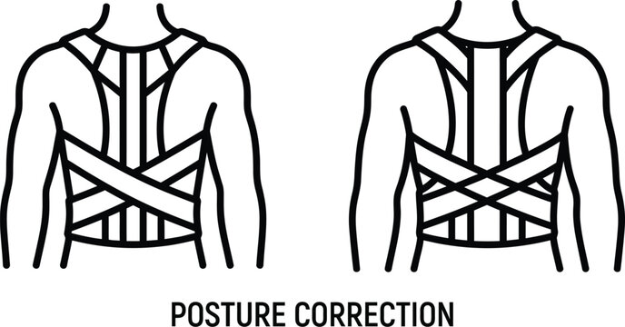Posture Correction Device Illustration Black Line Art On White Background