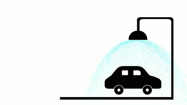 Illustration of a vehicle washing place (car, motorbike, etc.). Green background.