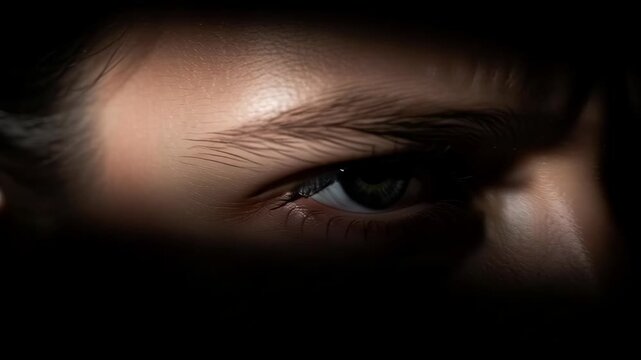 Close-up of a persons eyes looking.