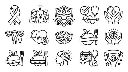 Fototapeta premium Women's health and wellness icons