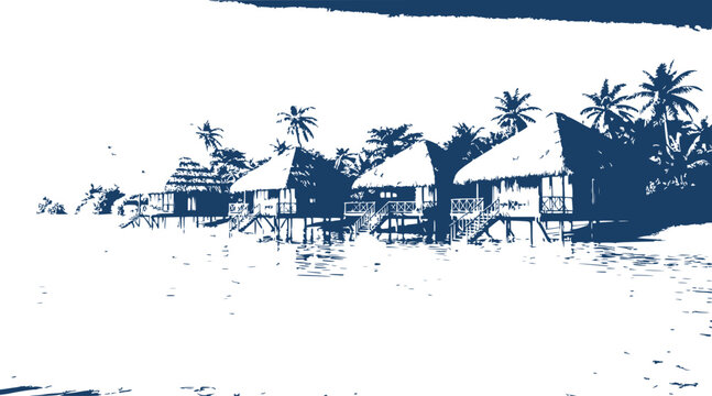 Stilt houses in tropical paradise
