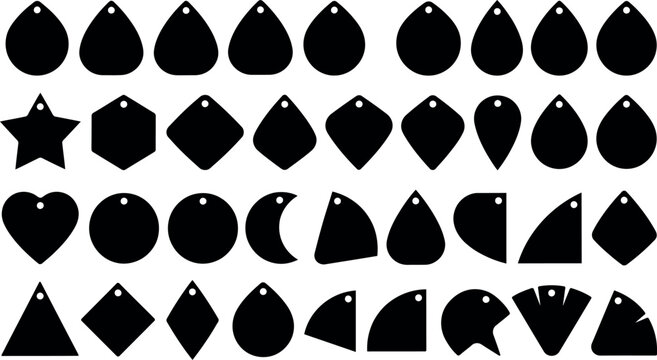 Extensive collection of black blank earring shapes and pendant templates for jewelry designers