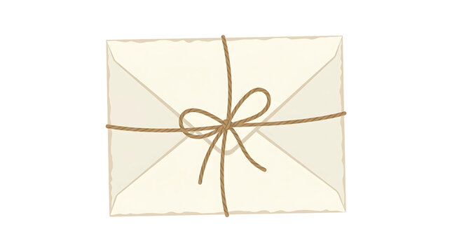 Vintage envelope tied with twine string with a bow