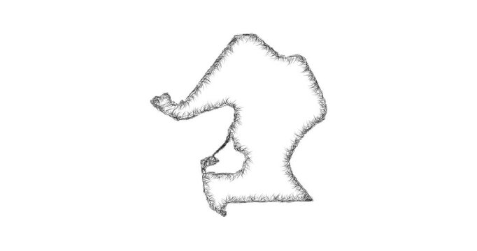 Sketch Qina outline map animation - smooth progressive reveal