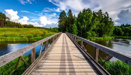 Obraz premium Bridge Over River with Summer.