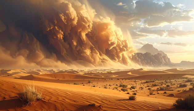 Desert sandstorm landscape